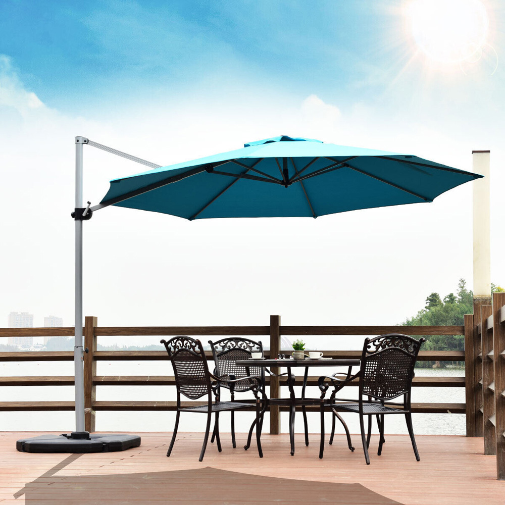 Costway Blue Crank and Tilt Cantilever Parasol 3.3m Image 2