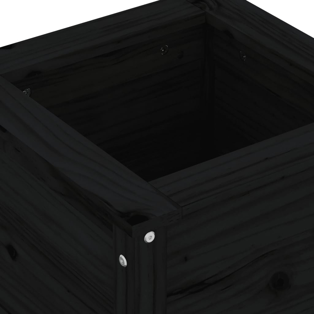 vidaXL Black Solid Pine Wood Raised Garden Planter 39 x 40 x 40cm Image 6