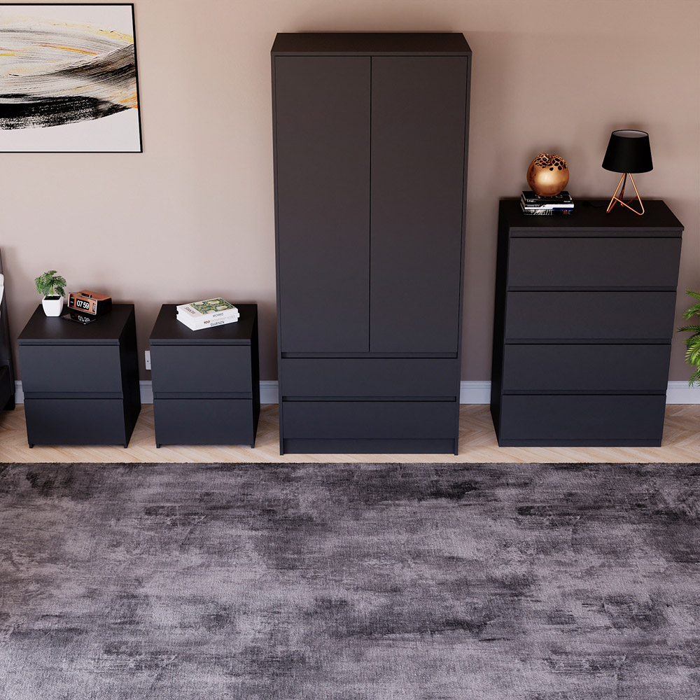 Denver Black 4 Piece Bedroom Furniture Set Image 5