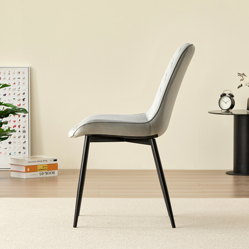 Indoor Living Amelia Set of 2 Grey Velvet Dining Chair Image 4