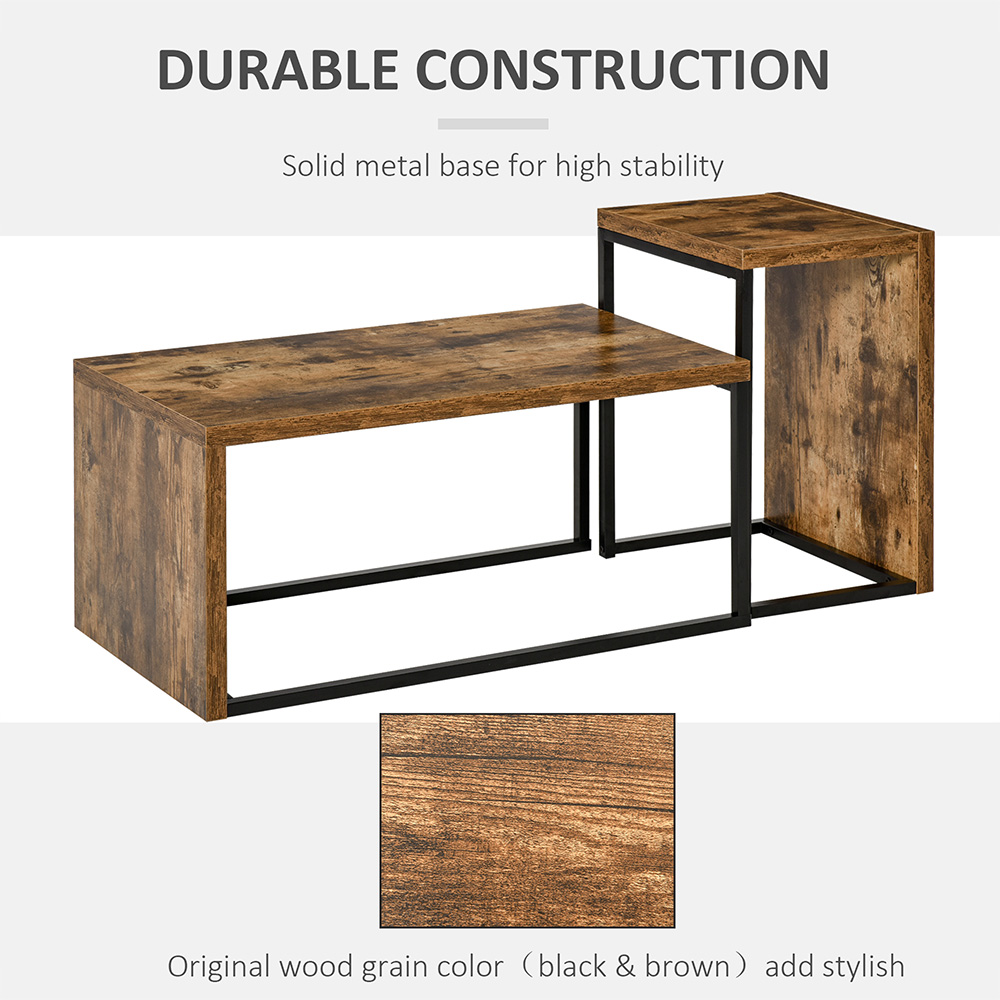 Portland Brown Industrial Nest of Tables Set of 2 Image 6