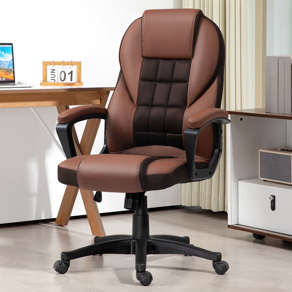 Portland Brown Executive Office Chair with High Back and Armrests Image 1