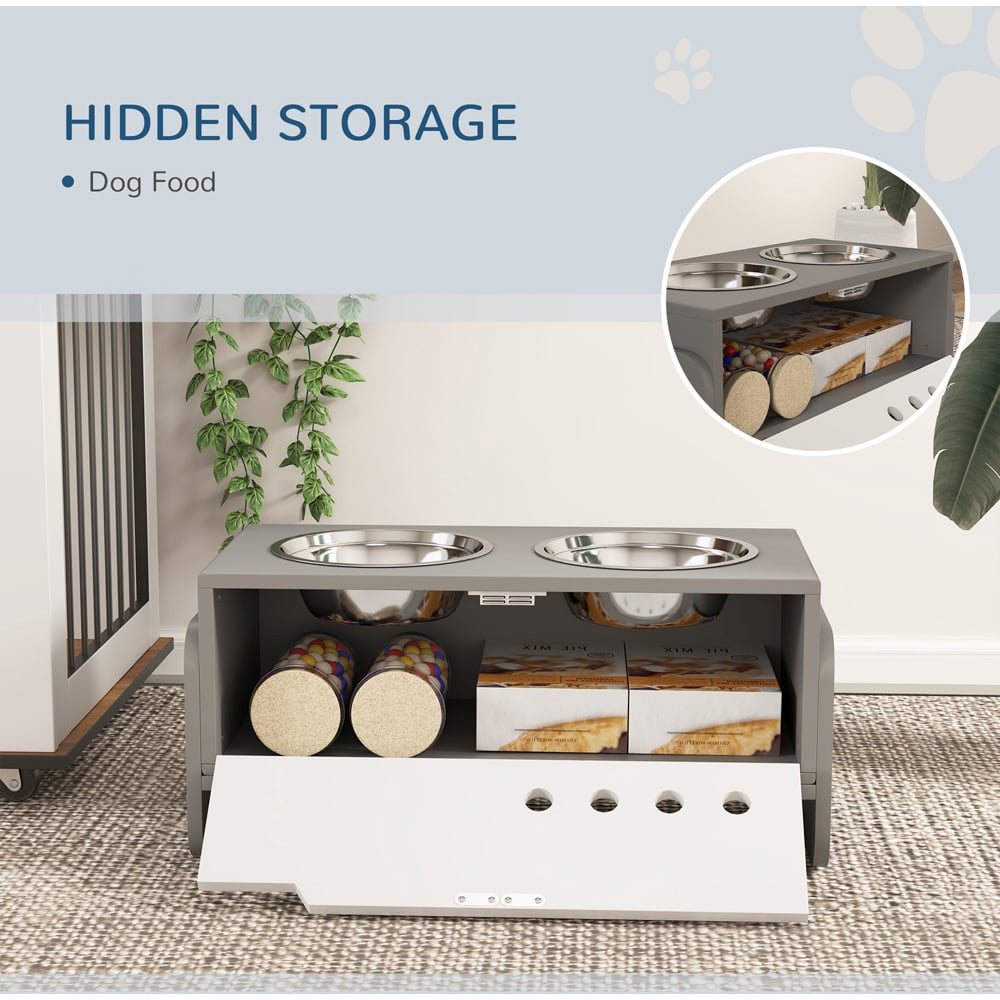PawHut Height Adjustable Dog Feeding Station with Storage Image 8