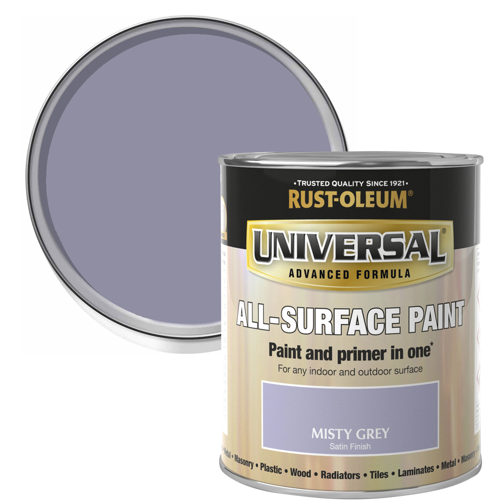 Rust-Oleum Universal All Surface Misty Grey Satin Paint 750ml Image 1