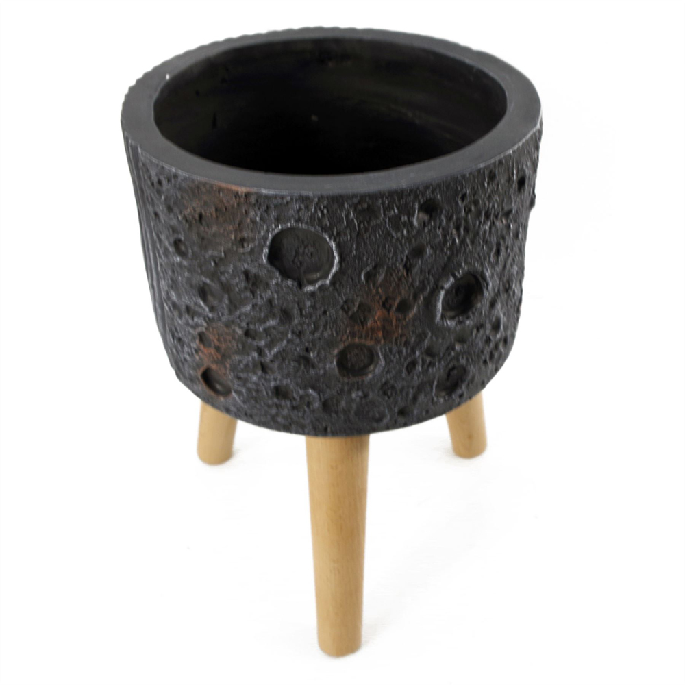 Leaf Lunar Black Fibreglass Composite Indoor Planter with Legs 35 x 24cm Image 4