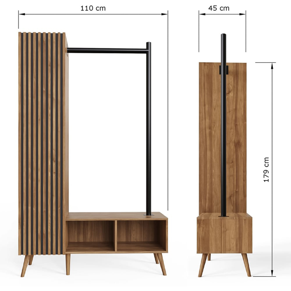 GFW Rowan 6 Shelf Oak Slatted Open Wardrobe Image 9