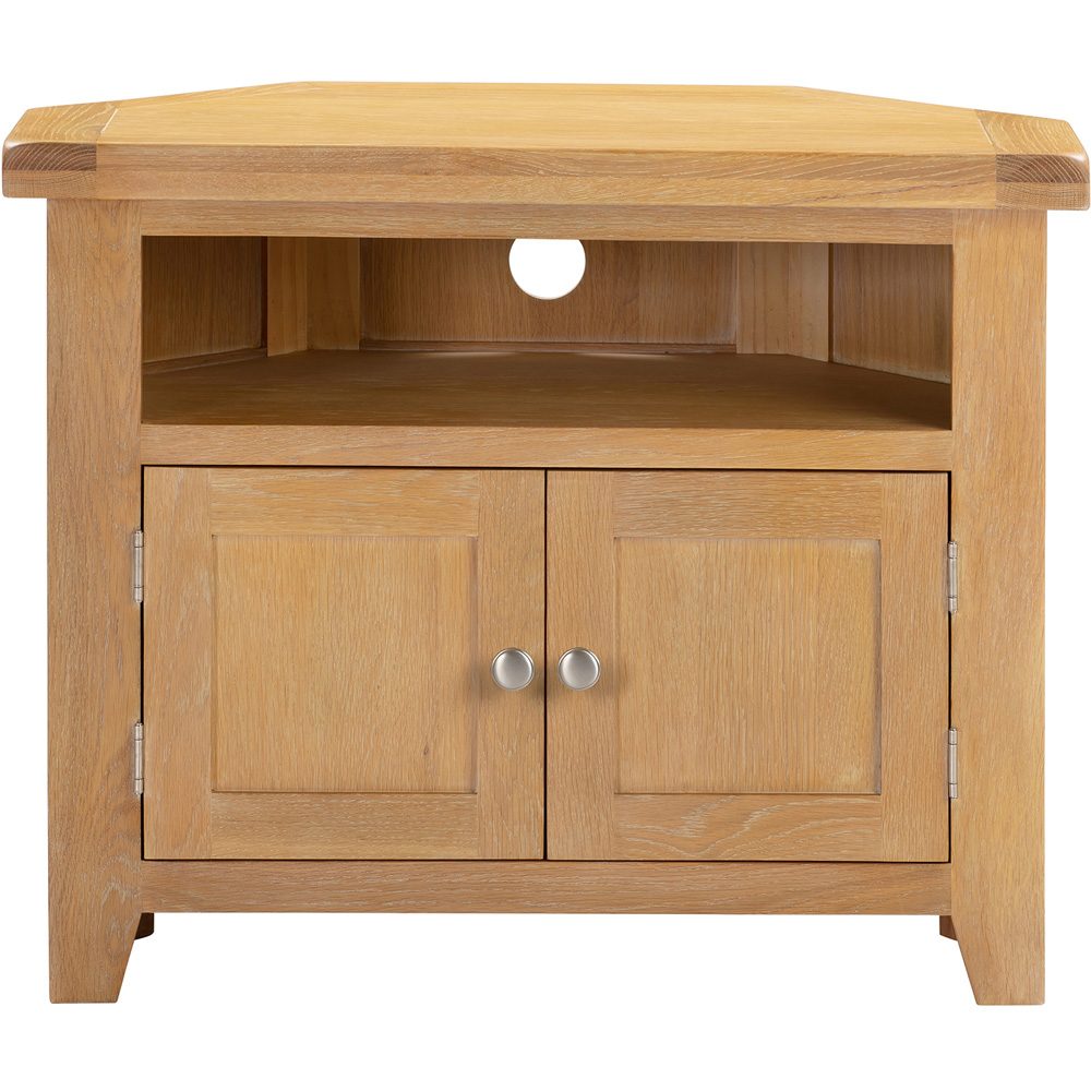 Seconique Windsor 2 Door Natural Oak Corner TV Unit Image 3