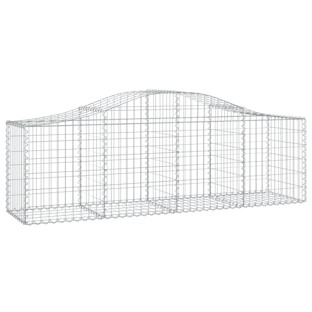 vidaXL Silver Galvanised Iron Arched Gabion Basket 200 x 50 x 60/80cm 4 Pack Image 1