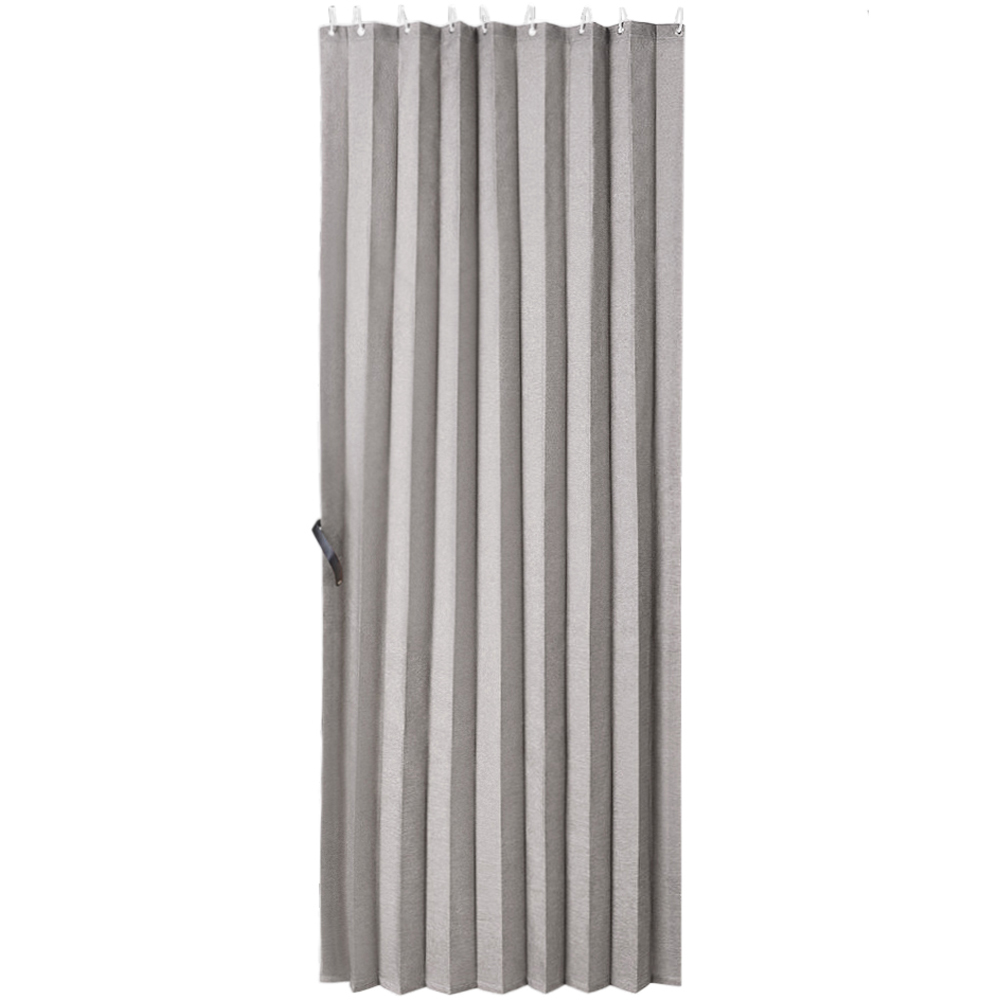 Living and Home Grey Faux Linen Semi-Sheer Pleated Folding Panel Curtain 120 x 200cm Image 2