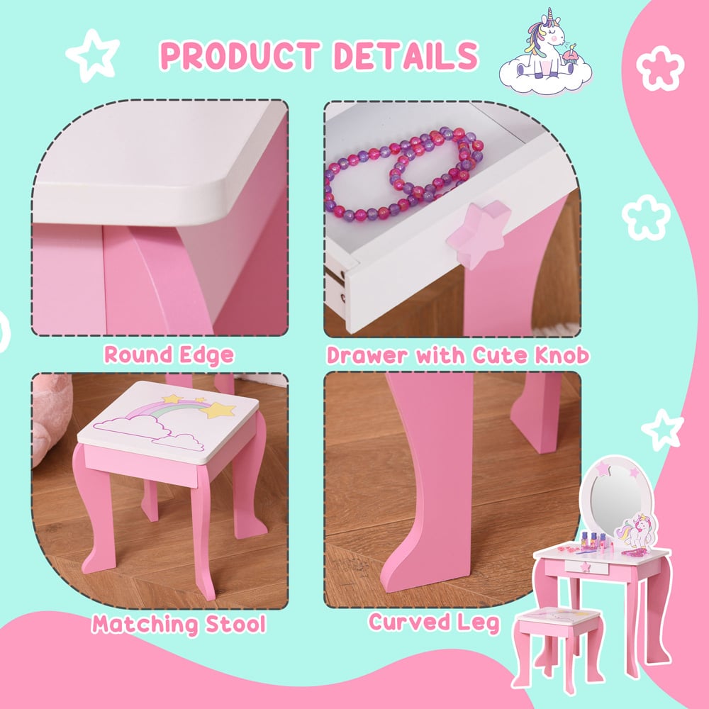 Playful Haven Pink Kids Dressing Table Set Image 4