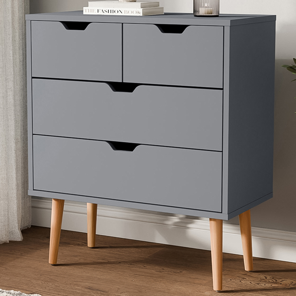 GFW Nyborg 4 Drawer Dark Grey Chest of Drawers Image 1