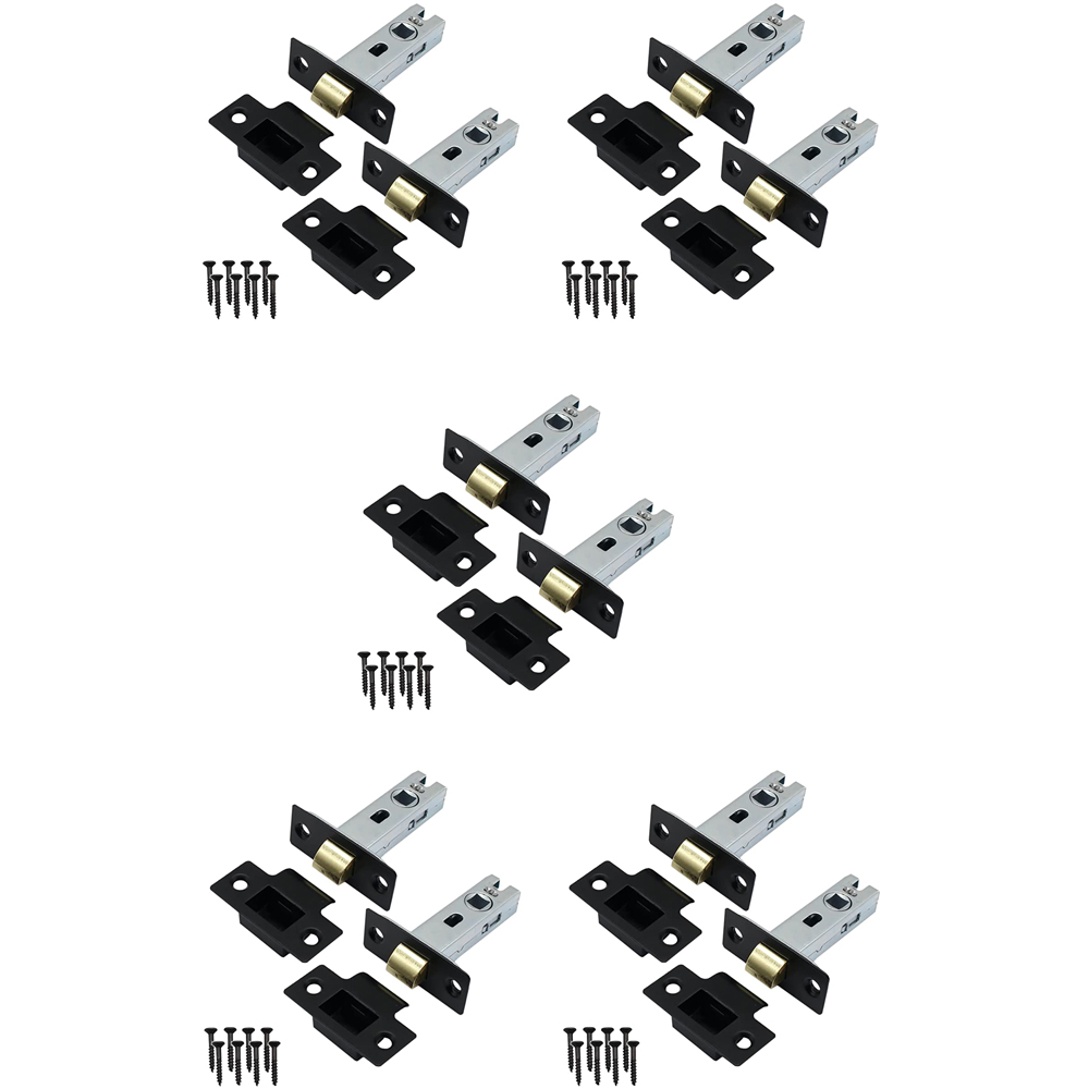 Golden Grace Matt Black Tubular Mortice Latch 65mm 10 Pack Image 1