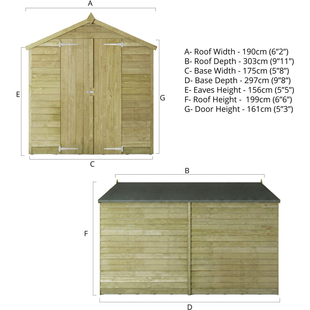 Mercia 10 x 6ft Double Door Overlap Apex Shed Image 9
