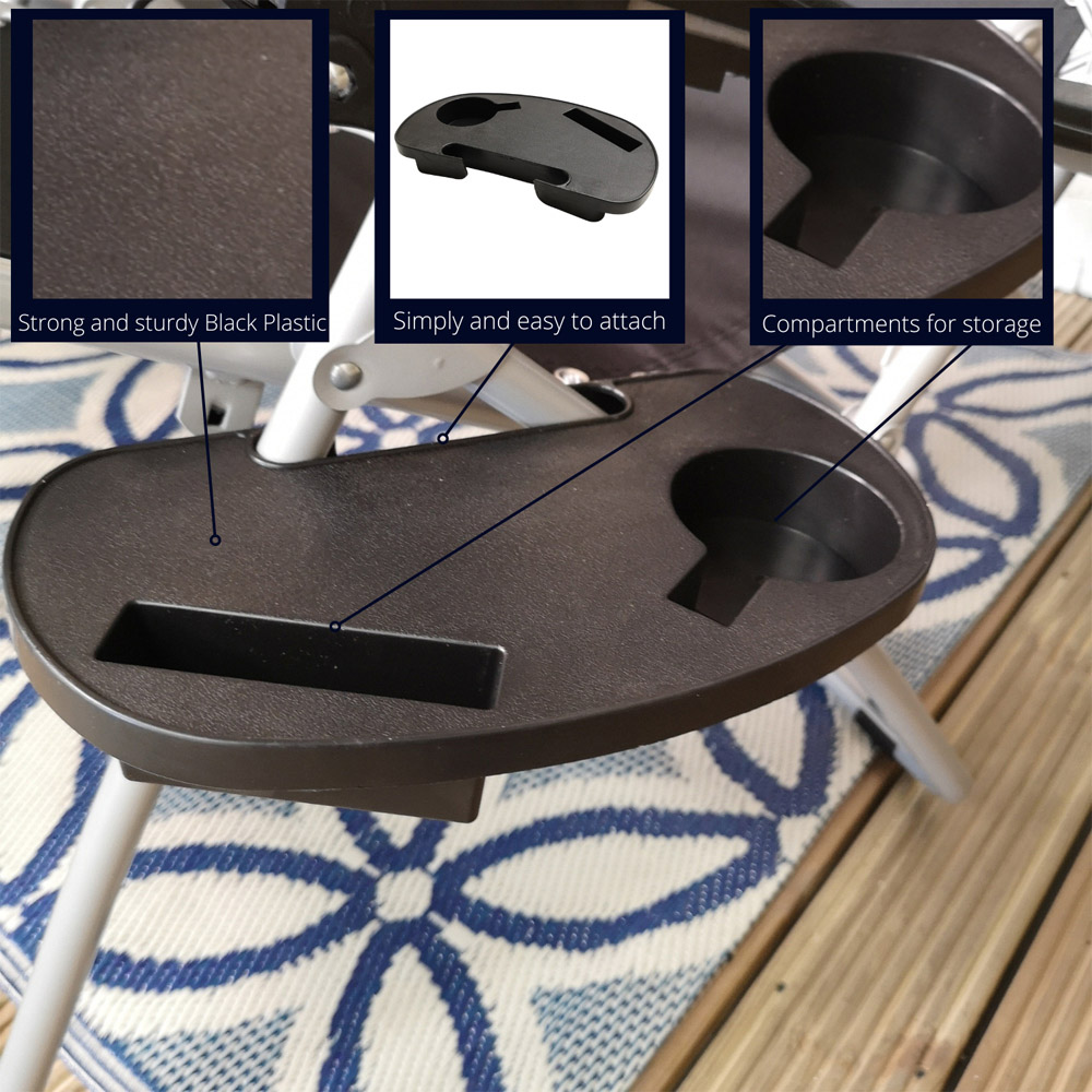 Samuel Alexander Black Plastic Gravity Chair Cupholder Side Tray 2 Pack Image 4