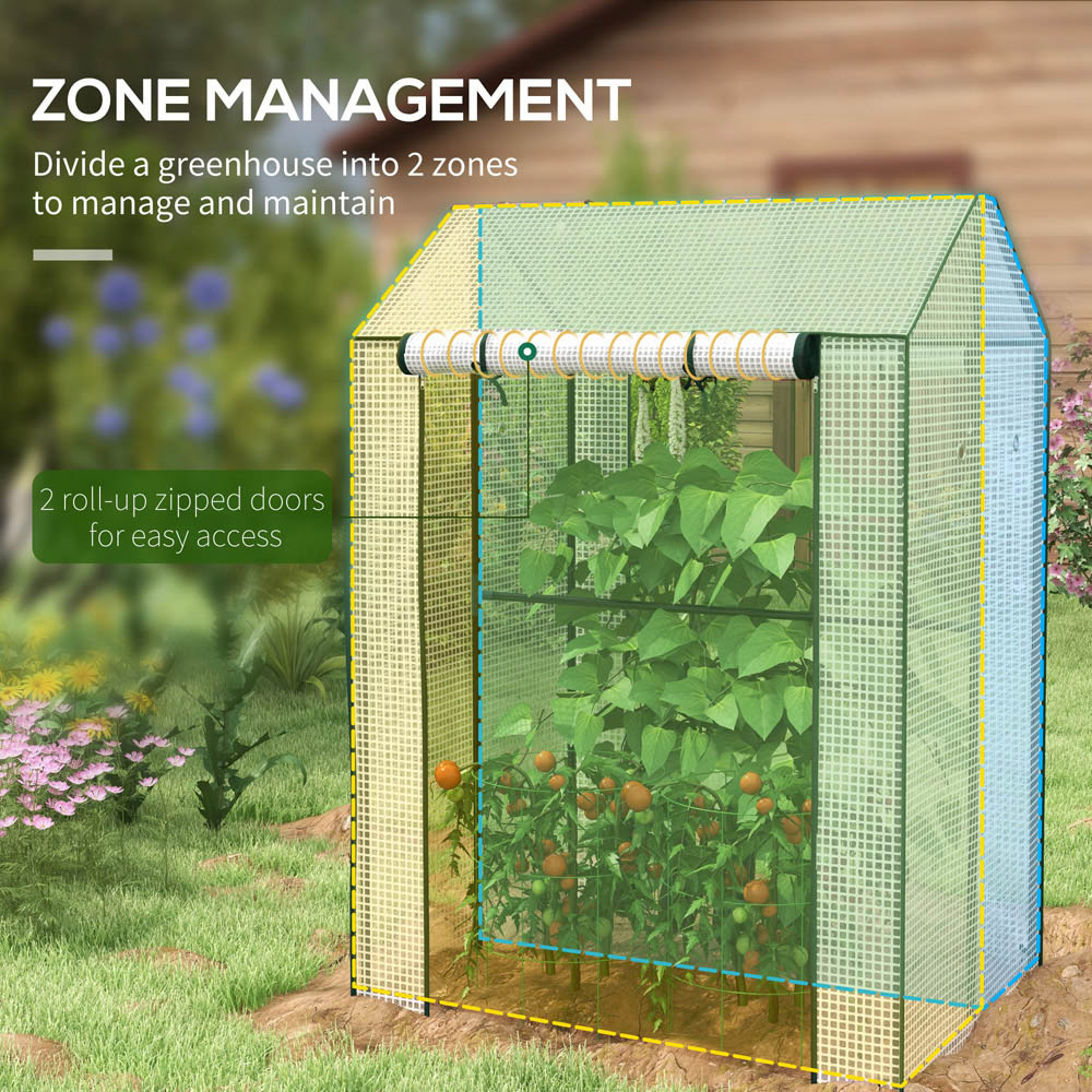 Outsunny 5 x 3.2ft Portable Walk-in Greenhouse with 2 Roll Up Door and Vent Holes Image 8