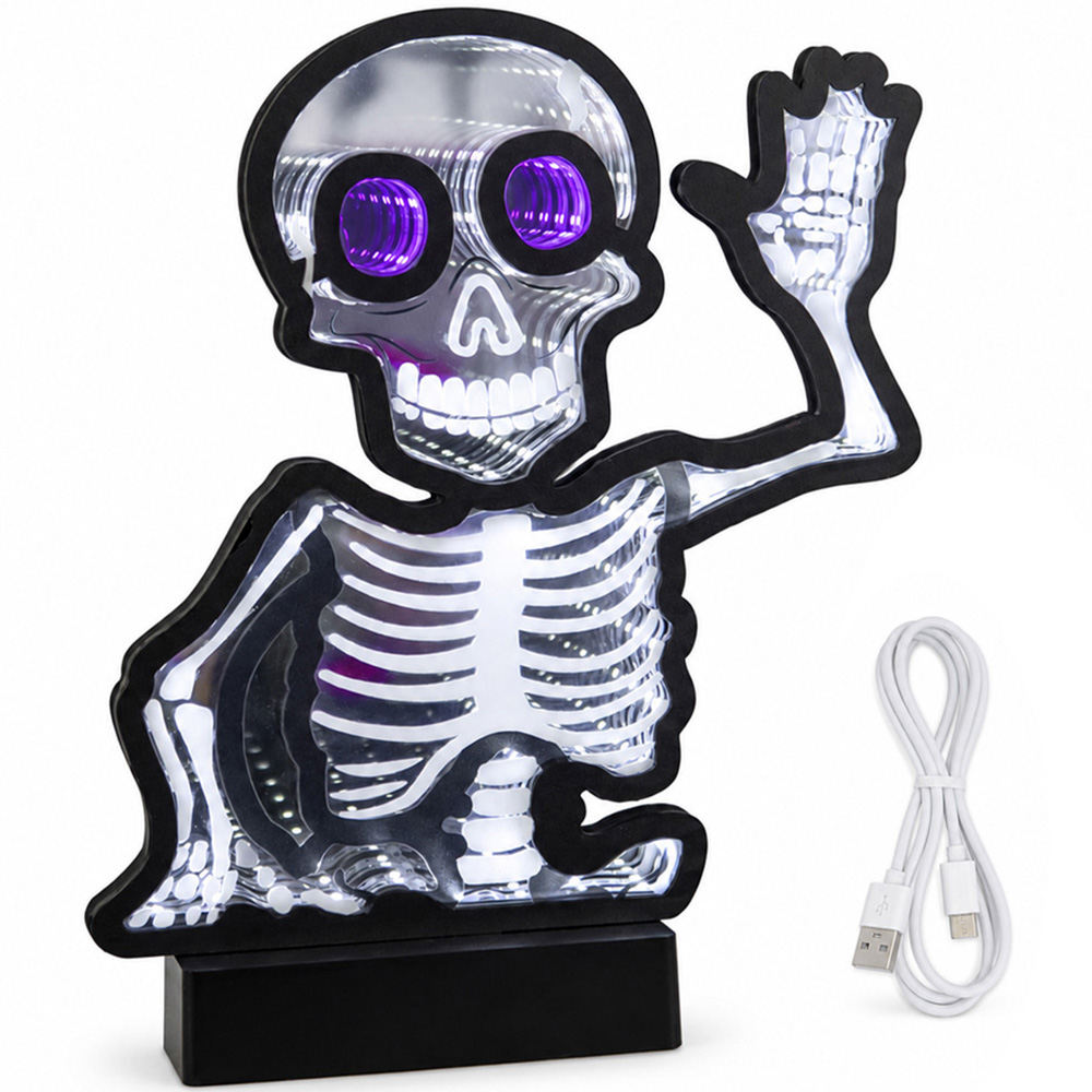 Samuel Alexander LED Halloween Skeleton Infinity Mirror 27cm Image 2