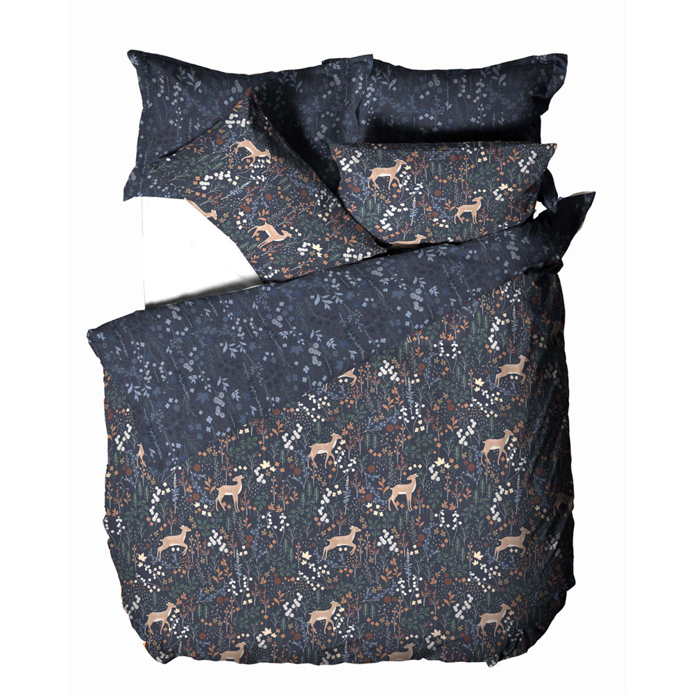 furn. Richmond King Size Midnight Blue Duvet Set Image 4