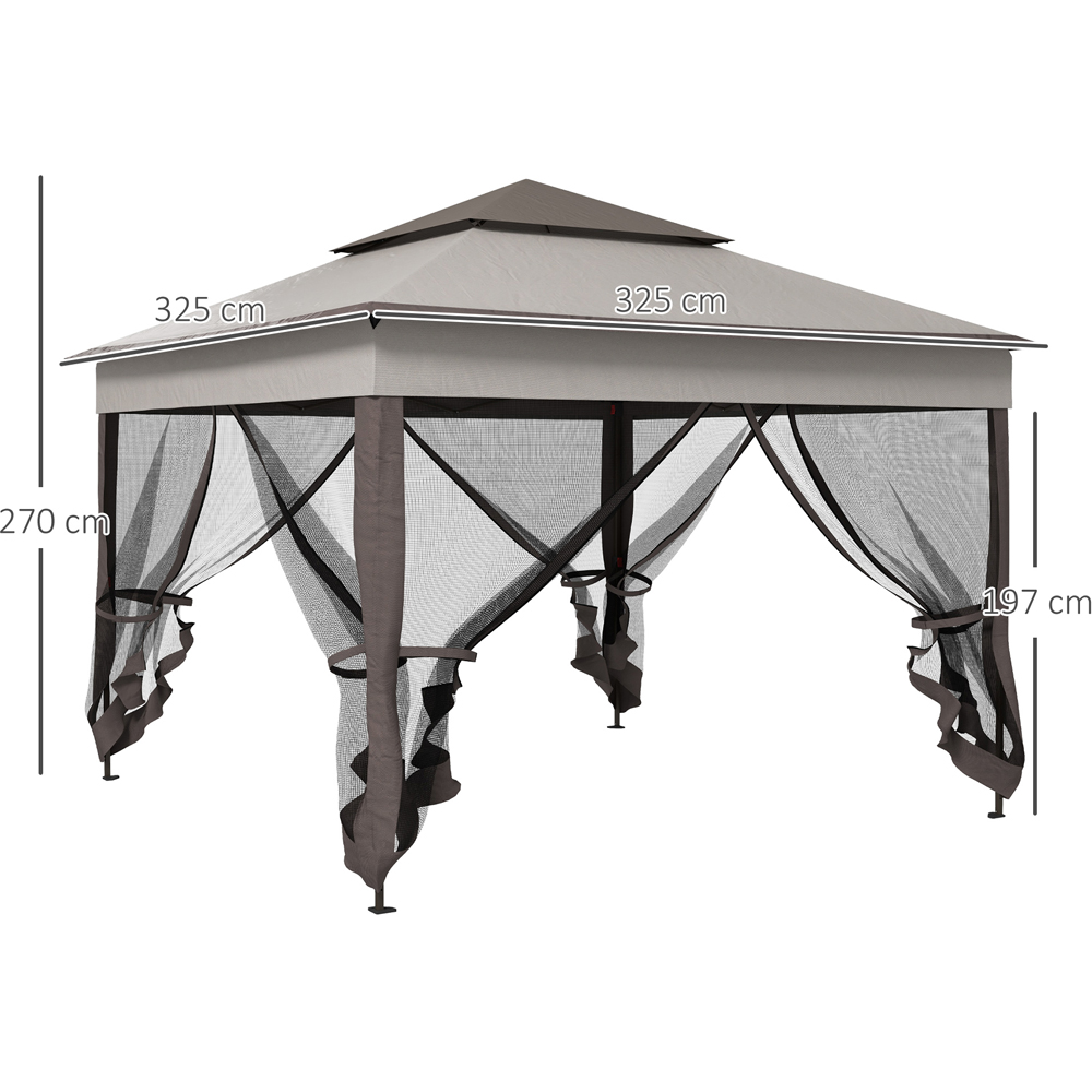 Outsunny 3 x 3m Light Grey Double Roof Pop Up Gazebo Image 7