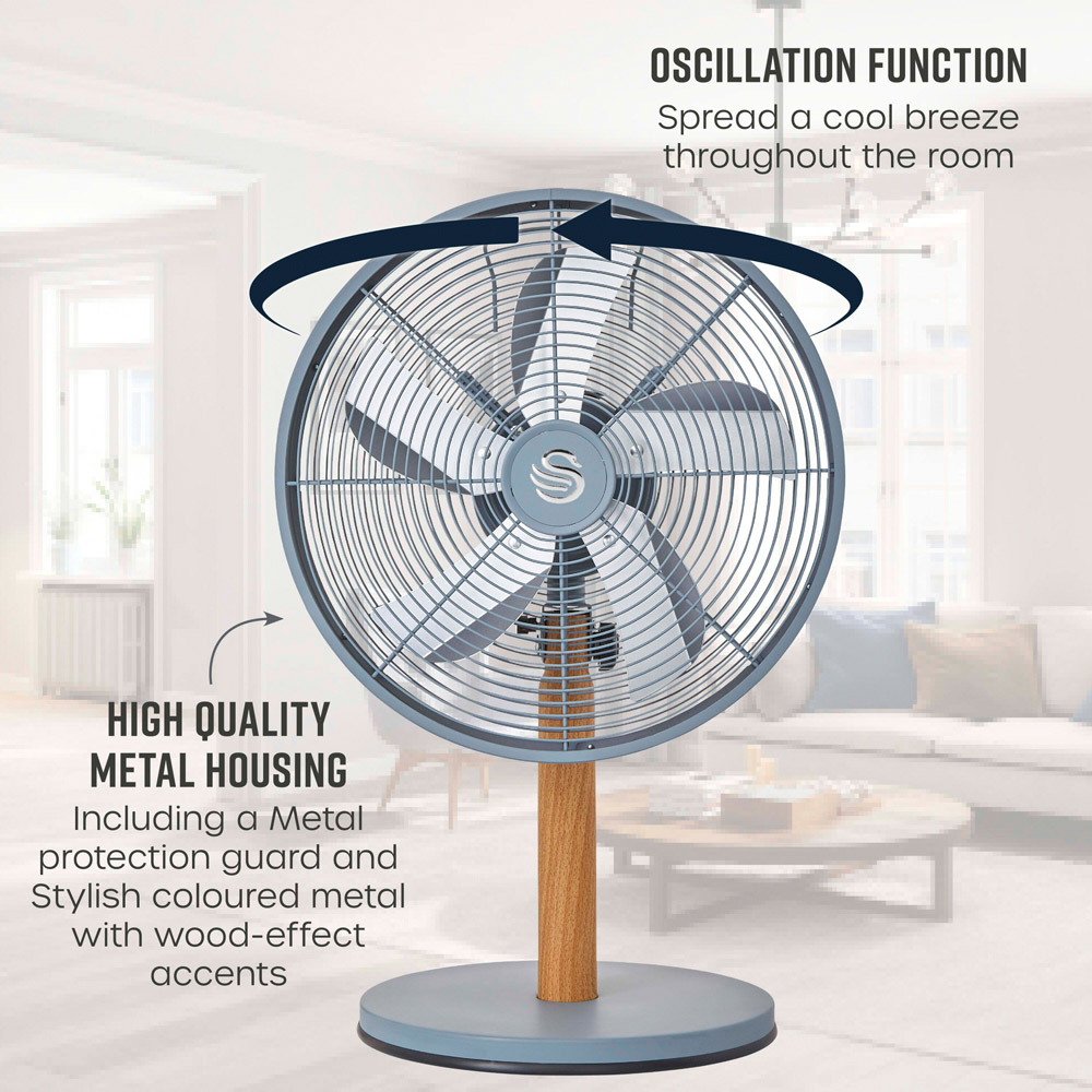 Swan Nordic Grey Adjustable Oscillating Desk Fan 12 inch Image 6