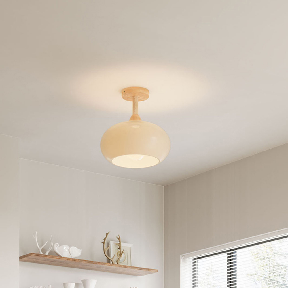 Living and Home White Glass Shade E27 Ceiling Light Image 2