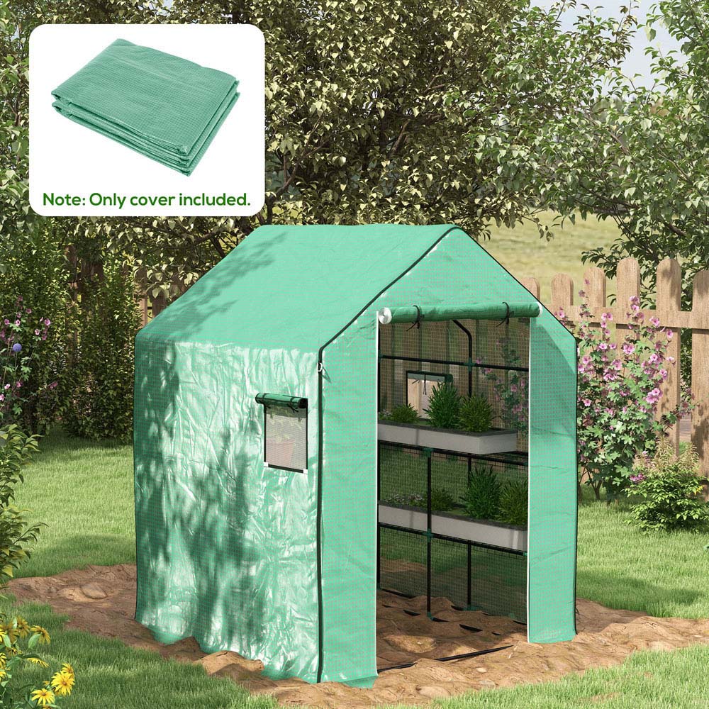 Outsunny Green PE 4.5 x 4.5ft Replacement Greenhouse Cover Image 2