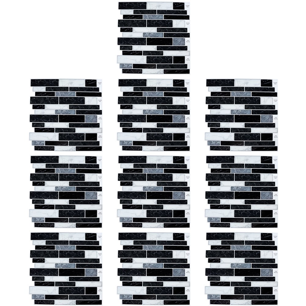 Living and Home Brick Effect Black and White Self Adhesive Wall Sticker 10 Pack Image 2