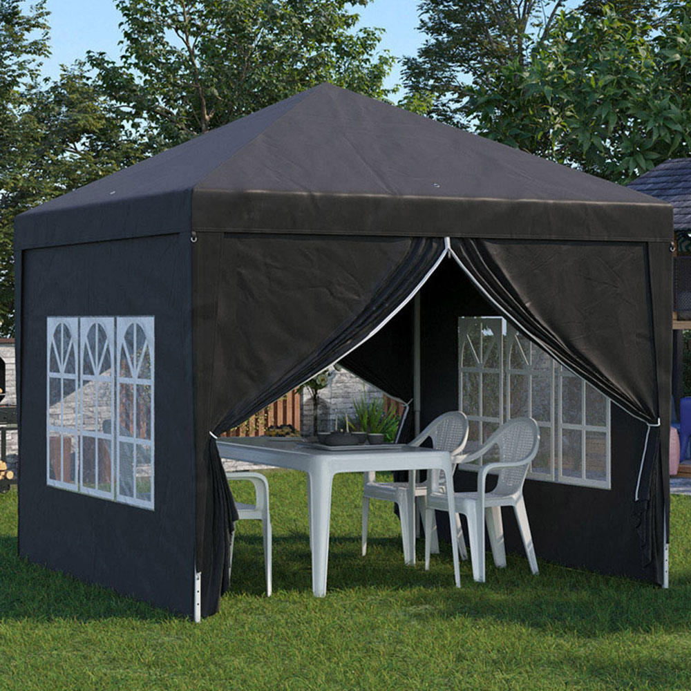 Outsunny 3 x 3m Black Pop Up Water Resistant Camping Party Tent Image 1