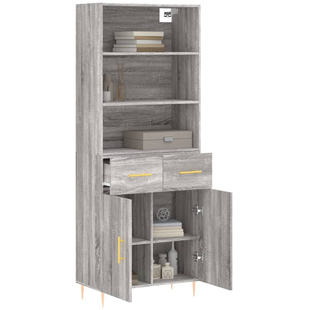 vidaXL 2 Door 2 Drawer 3 Shelf Grey Sonoma Highboard Image 3