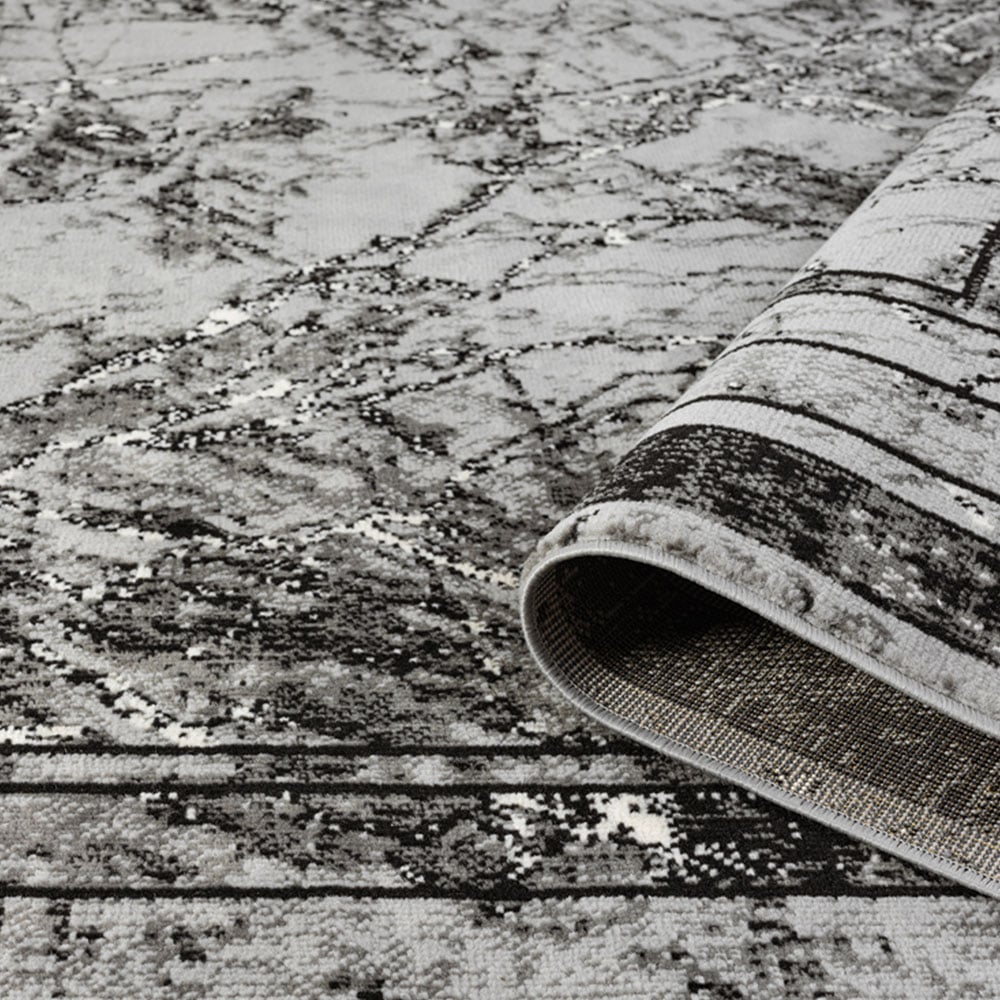 Desire Rugs Obsidian Grey Abstract Frame Rug 60 x 220cm Image 4