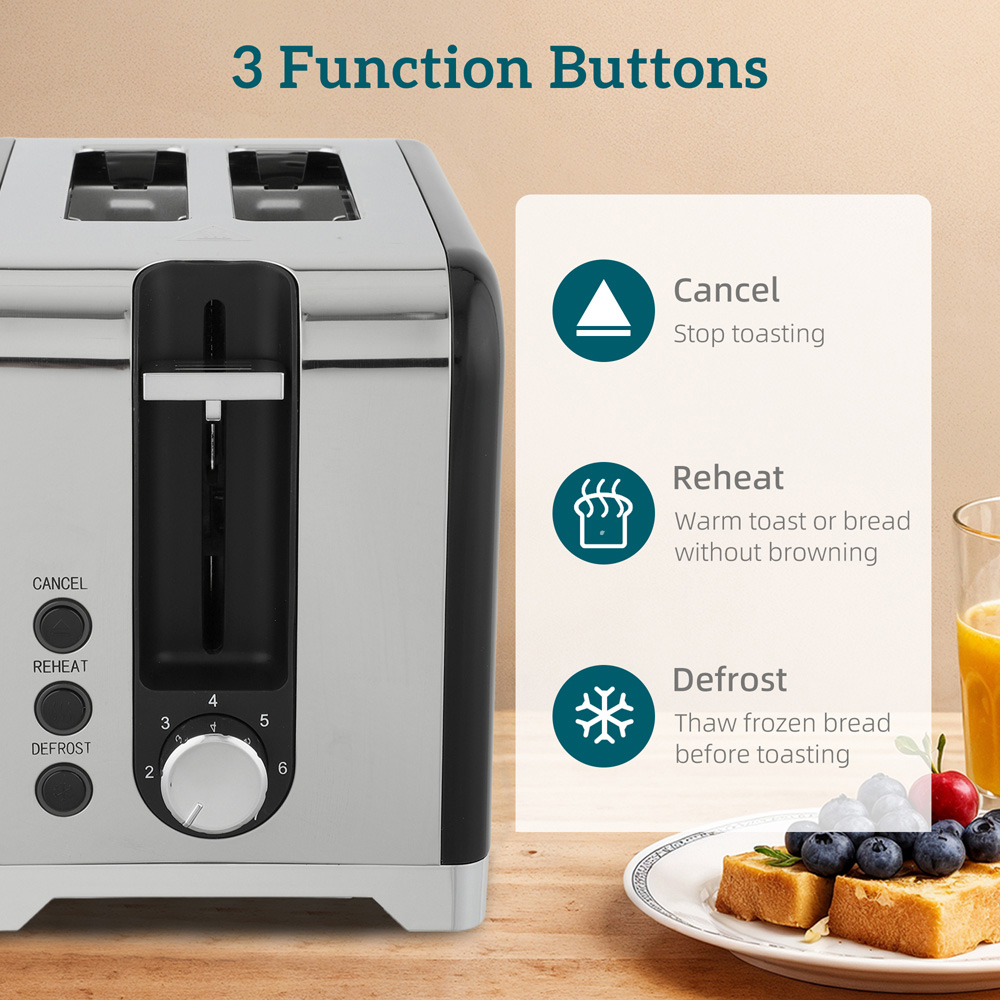 HOMCOM 800-287V70BK Black Retro 1.7L Kettle and 2 Slice Toaster Set 3000W Image 6