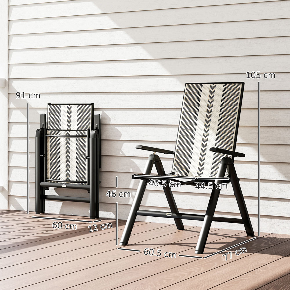 Outsunny Black Rattan 5 Position Adjustable Folding Garden Chair Image 9