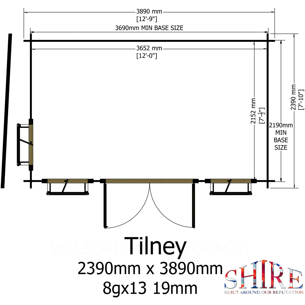 Shire Tilney 8 x 13ft Pent Garden Log Cabin Image 8