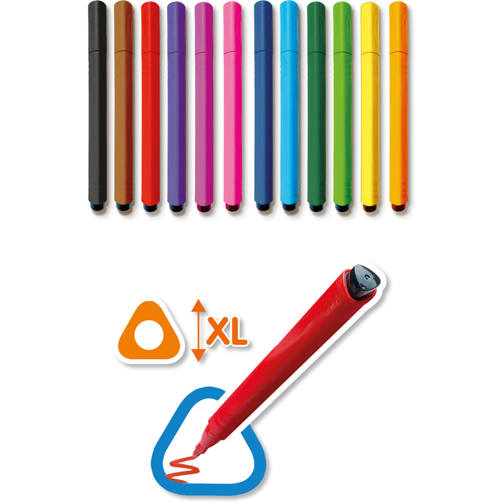 SES Creative Assorted Colour Triangular Grip Colouring Pen 12 Pack Image 2