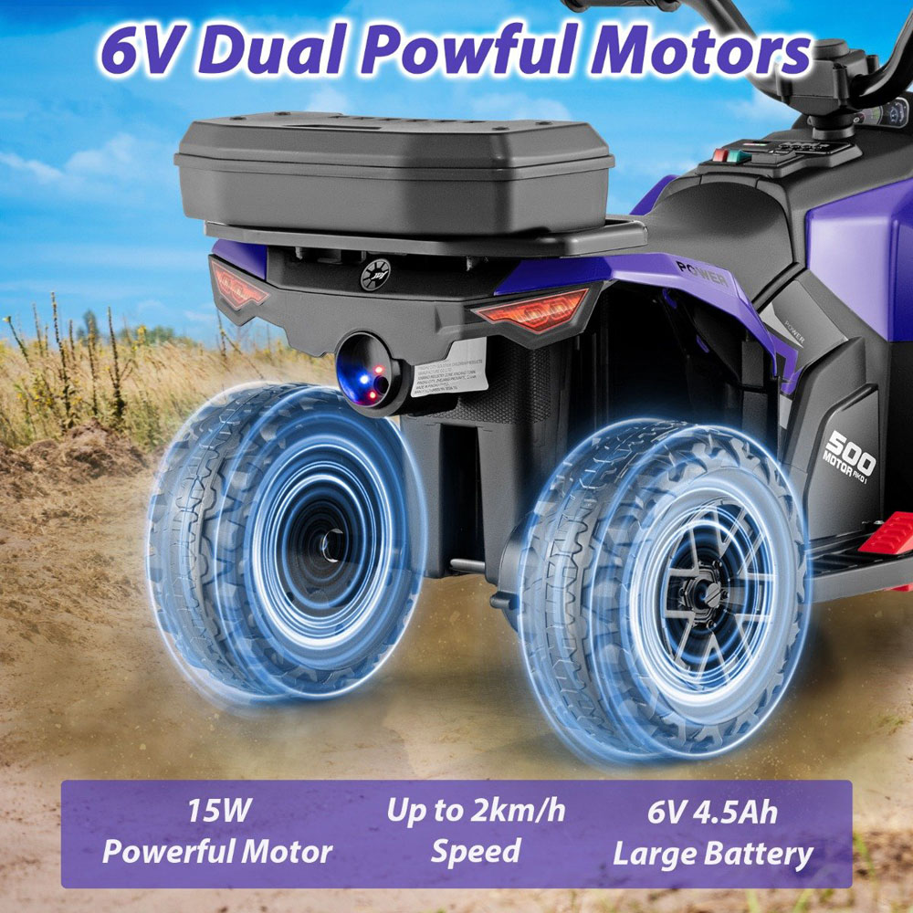 Costway Kids Purple Electric Quad Bike with Spray Function and Storage Box 6V Image 2