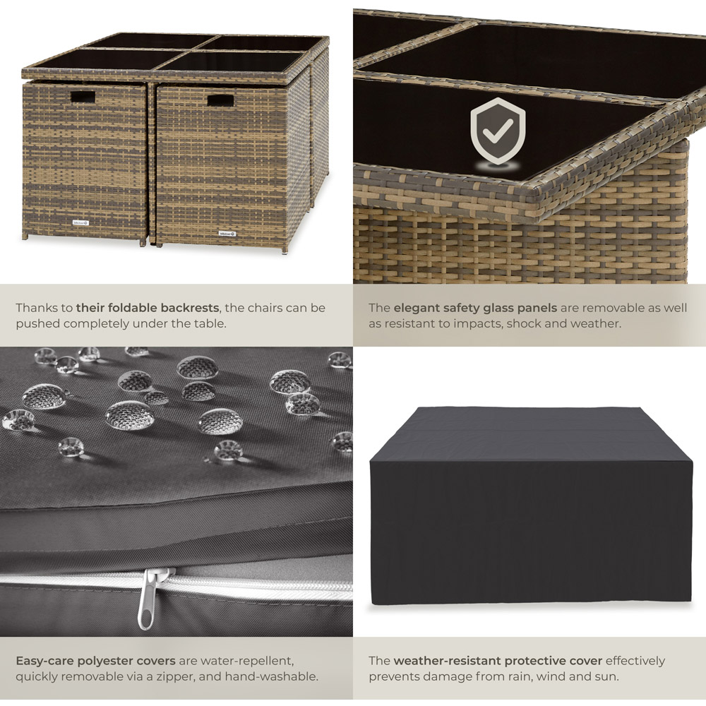 tectake Manhattan 8 Seater Rattan Garden Dining Set Natural Image 5