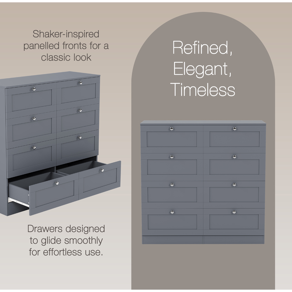VIDA DESIGNS Altino 8 Drawer Grey Shaker-Style Chest of Drawers Image 7