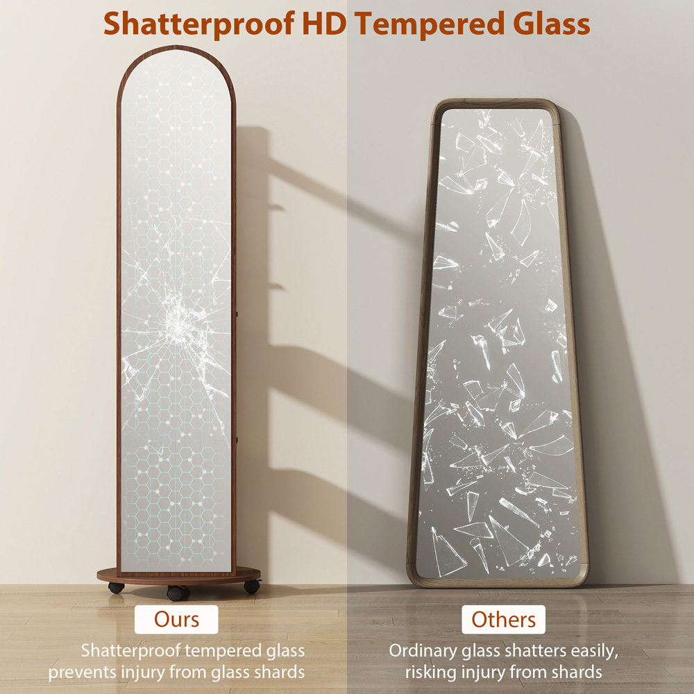 HOMCOM 2-in-1 Brown Full Length Mirror with Wheels Image 8