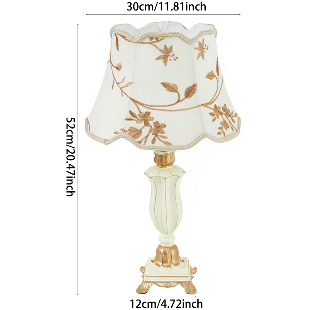 Living and Home Screw E27 Beige Gold Embroidered Fabric Shade Table Lamp E27 Image 8