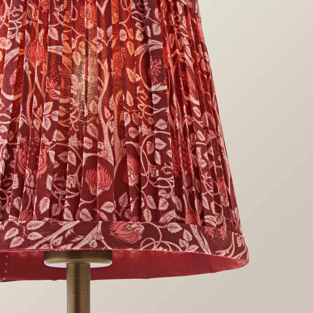ValueLights Lowe Burgundy Floral Pleated Shade Brass Rechargeable Table Lamp with Bulb Image 4