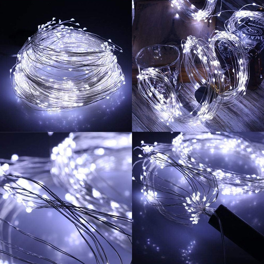 Shatchi 100 Cool White LED Silver Copper Wire Christmas String Light 10m Image 3