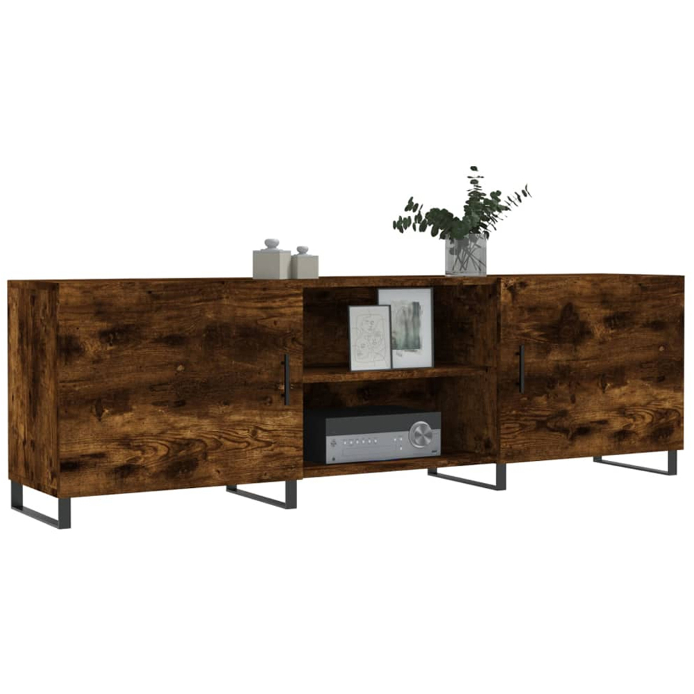vidaXL 2 Door 2 Shelf Smoked Oak Wooden TV Cabinet Image 3