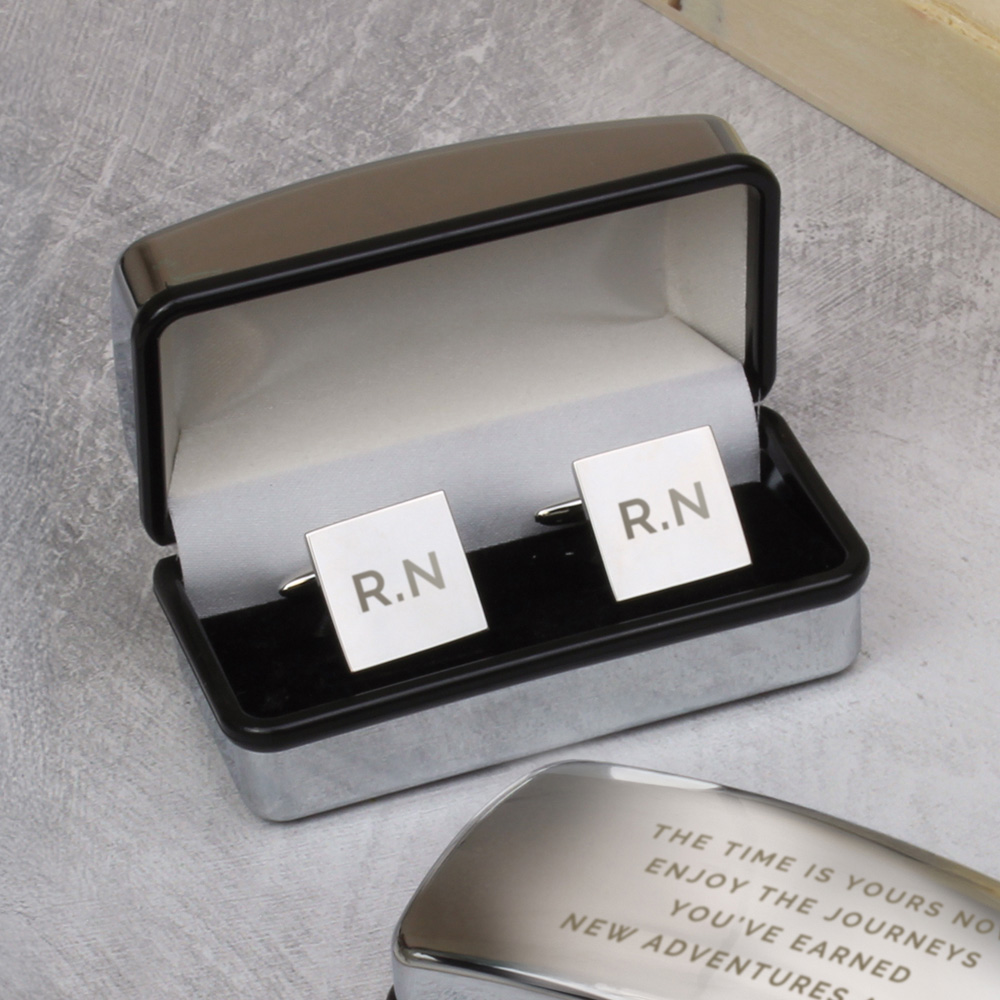 Personalised Memento Company Personalised Initial Cufflinks and Engraved Box Image 2