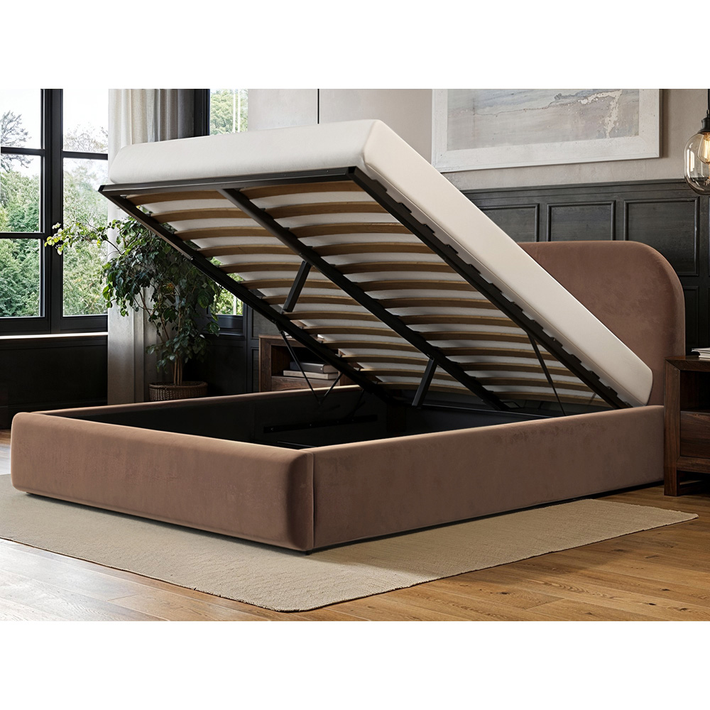 Flair Alba King Size Chocolate Velvet Ottoman Bed Image 5