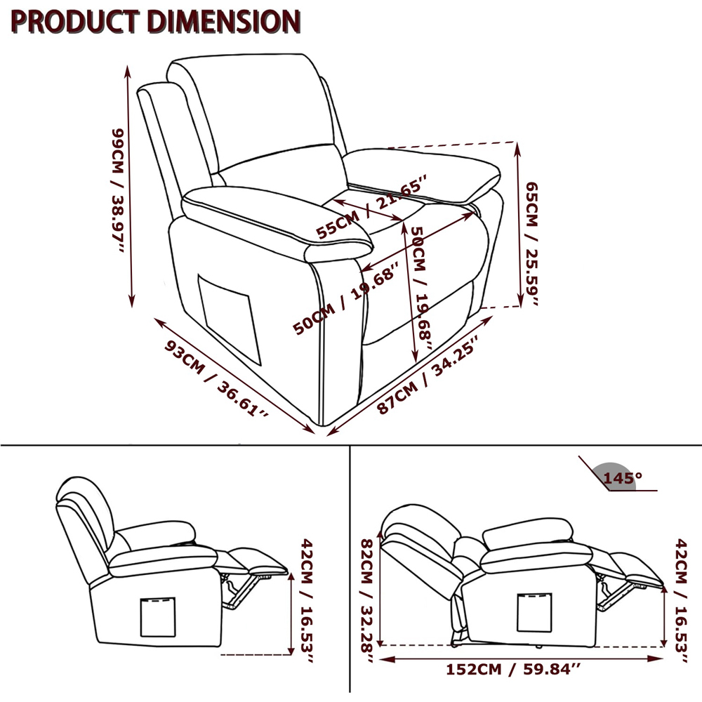 Furniture One Brown Electric Rise Recliner Armchair with Massager Image 8