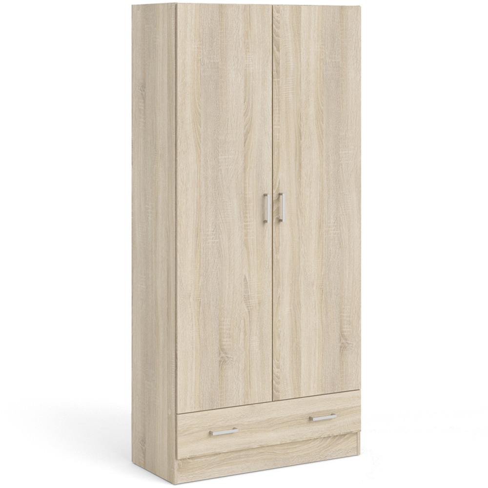 Florence Space Single Drawer 2 Door Oak Wardrobe Image 2