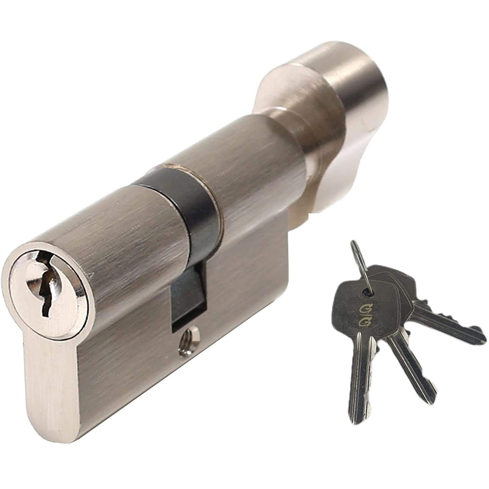 Golden Grace Satin Nickel Thumb Turn Euro Cylinder Lock 70mm Image 1