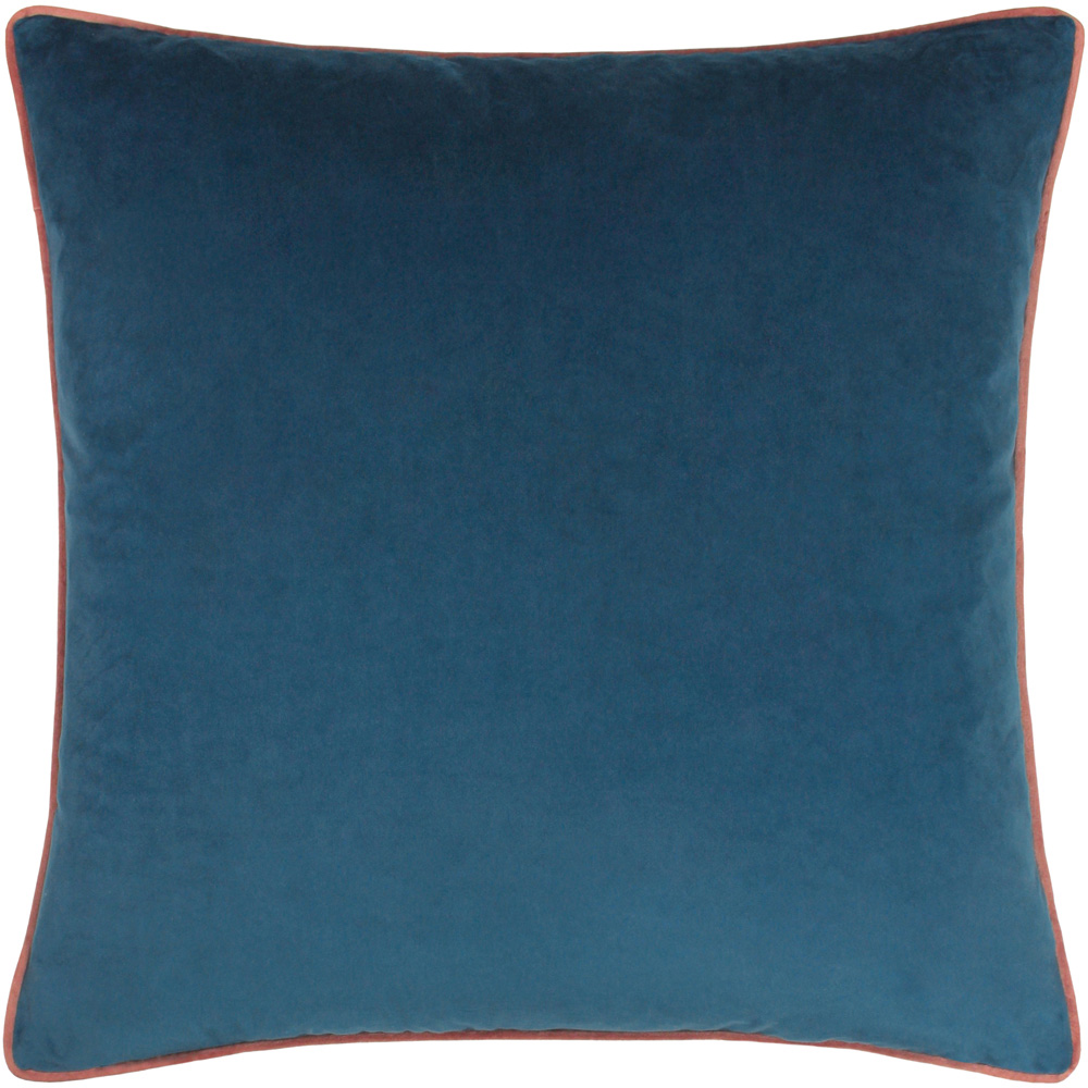 Furn Meridian Petrol and Blush Velvet Cushion 45 x 45cm Image 1