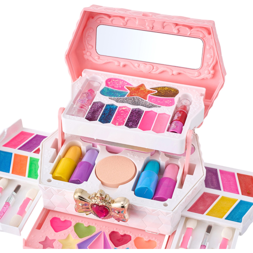 H&O Direct 52 Piece Kids Pink Washable Cosmetic Toy Set with Mirror Image 3