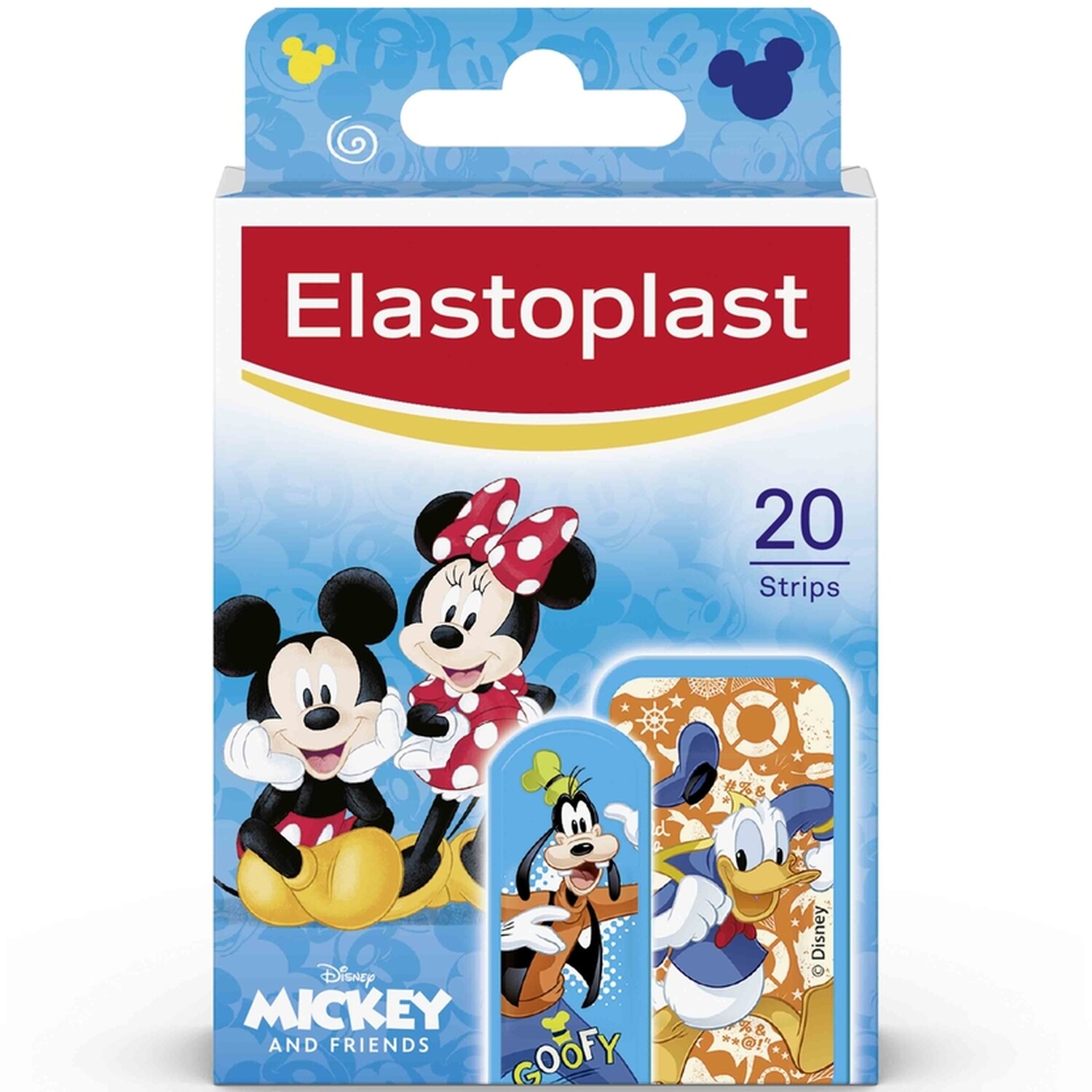 Pack of 20 Elastoplast Mickey and Friends Plasters - Blue Image