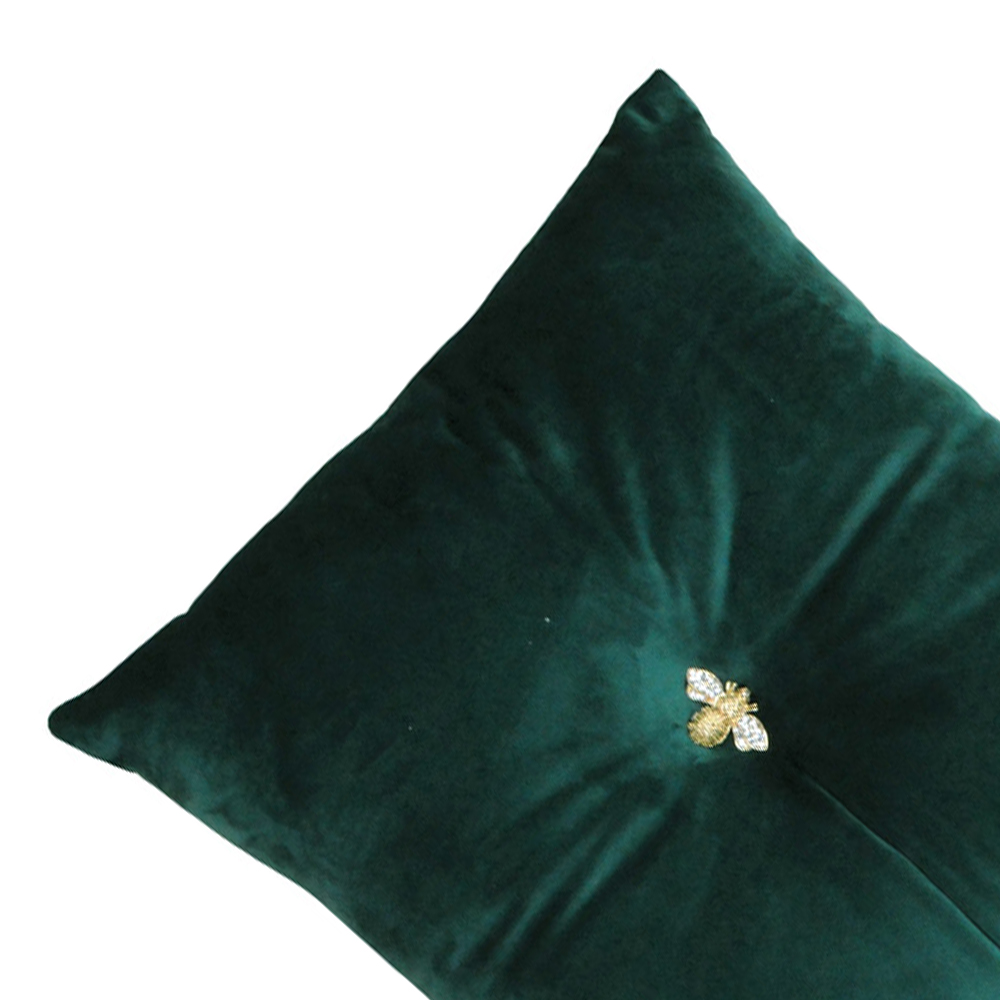 Paoletti Bumble Bee Emerald Velvet Cushion Image 2